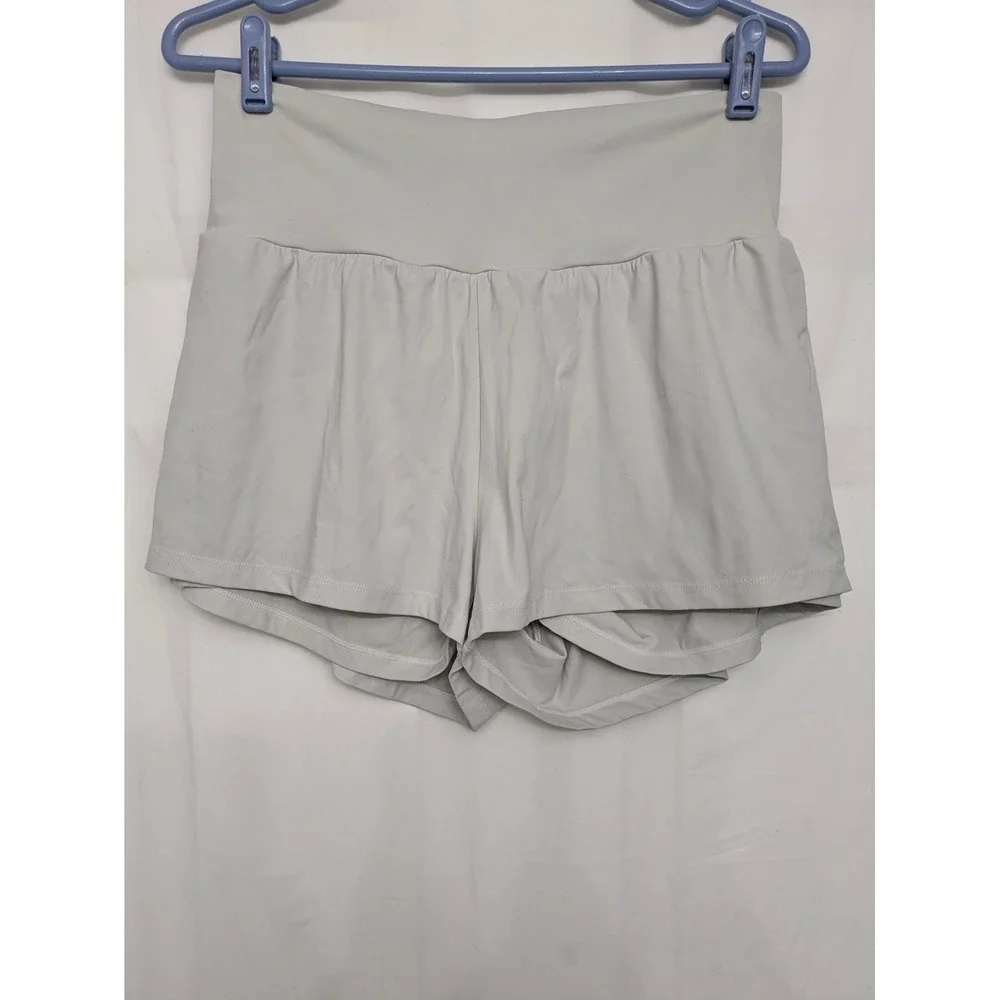 Halara Women's Large High Waisted 2 in 1 Flowy Athletic Skort Shorts Gray